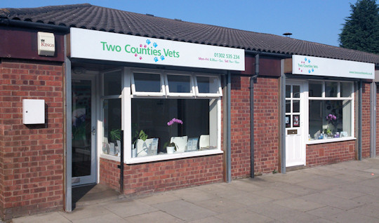 Outside view of Two Counties Vets practice in Bessacarr, Doncaster